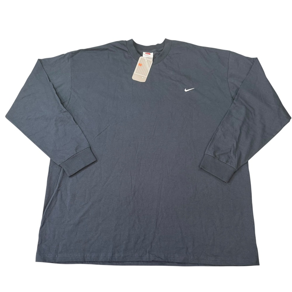 Nike Mens Swoosh Only Black Long Sleeve Embroidered Logo T-Shirt Size XXL